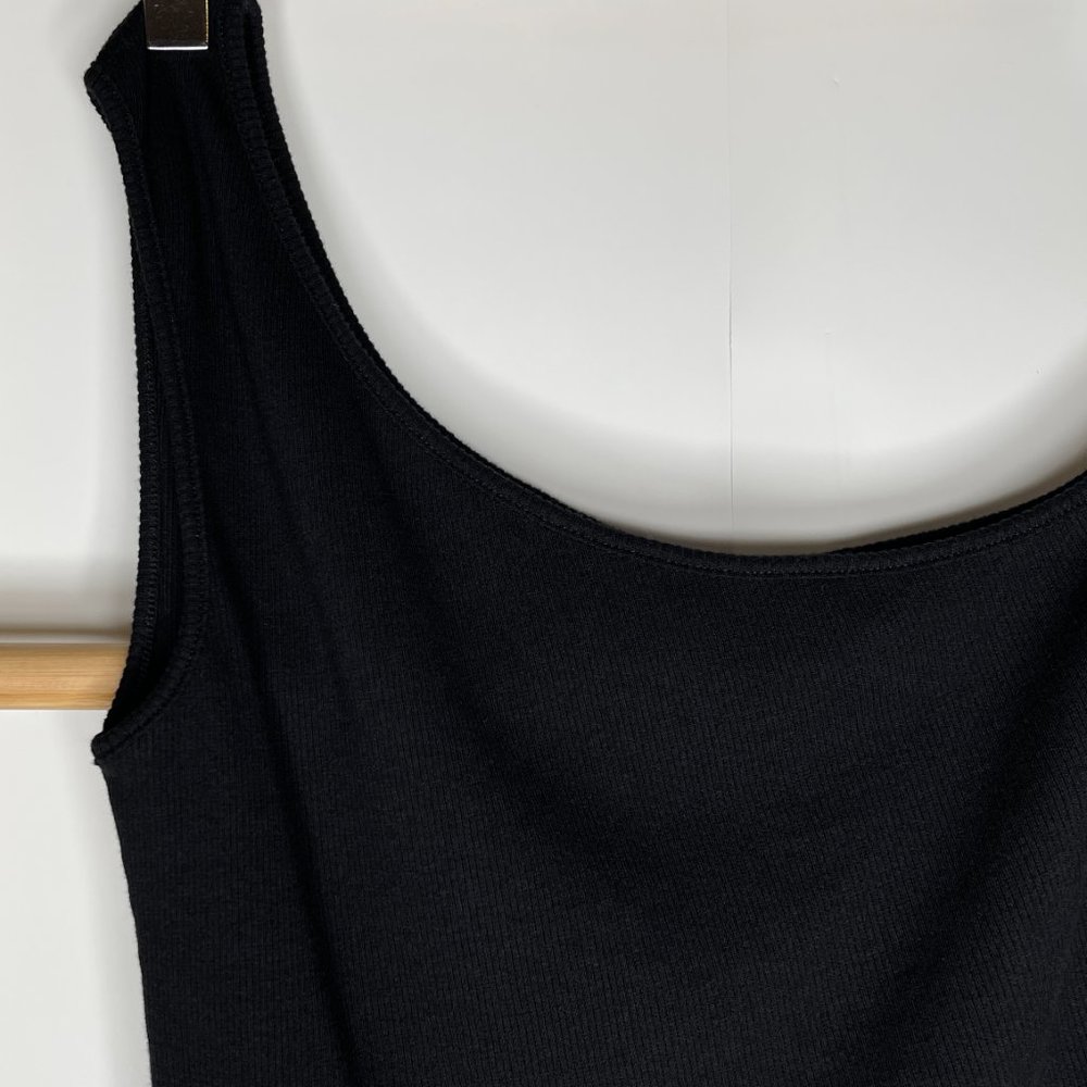 SOLD Witchery Black Asymmetric Rib Tank Top Size S Sleeveless Cotton Blend - Picture 6 of 11